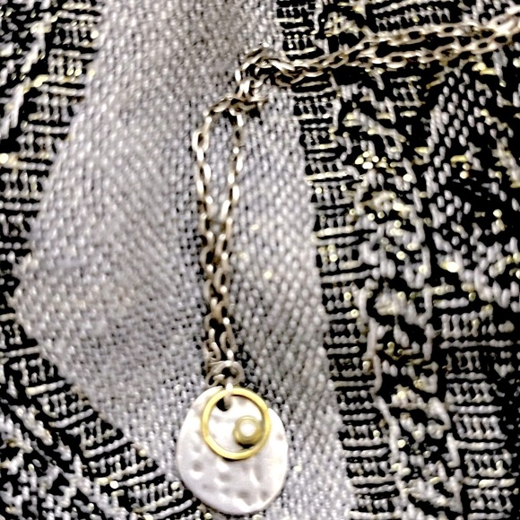 Silpada RARE Vintage .925 Sterling Silver, gold and pearl necklace - Picture 5 of 6